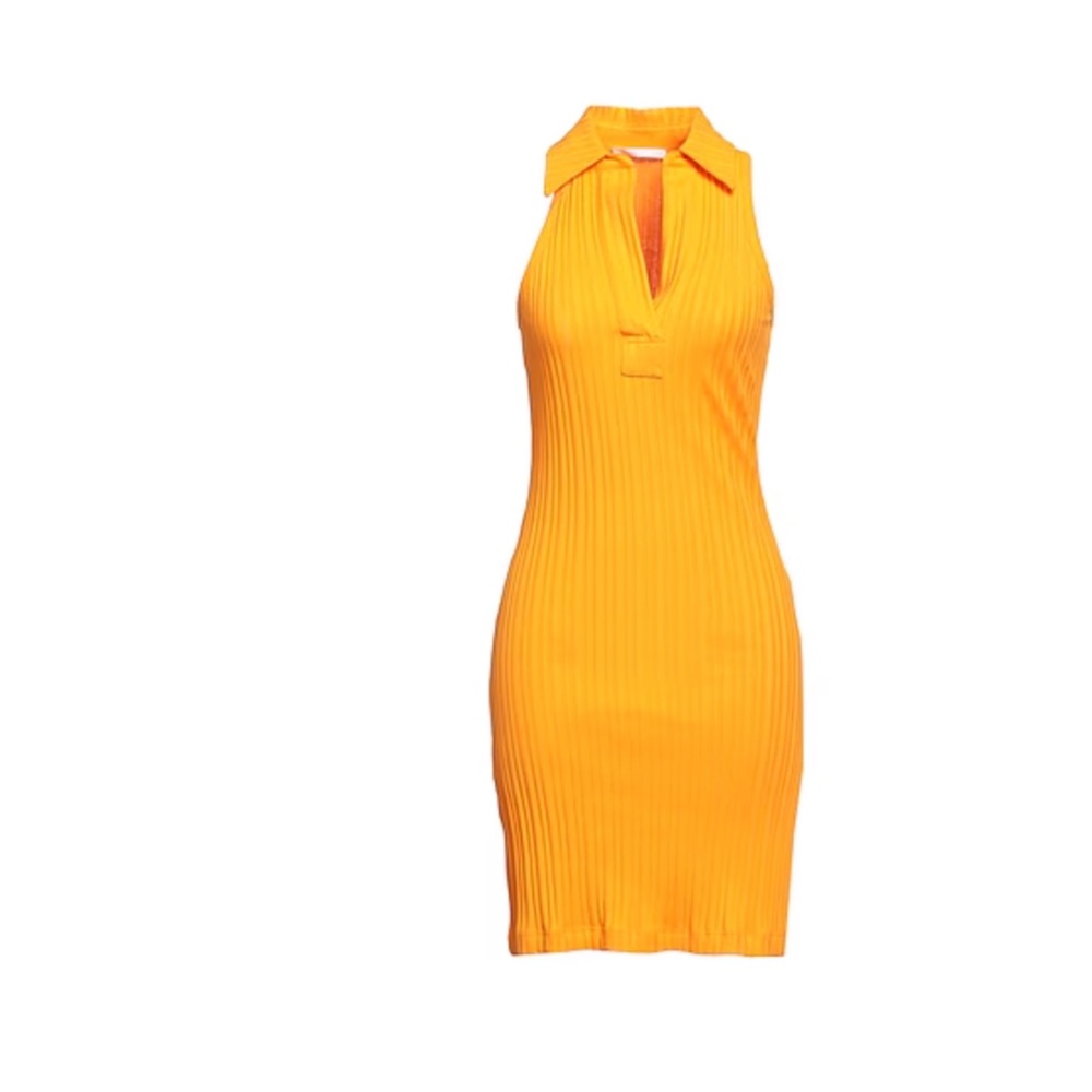 Helmut Lang Polo Mini Dress Apricot Women Large Bodycon Sheath Minimalist